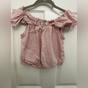 Abercrombie & Fitch Linen & Cotton blend Pink off the shoulder Crop Top size S